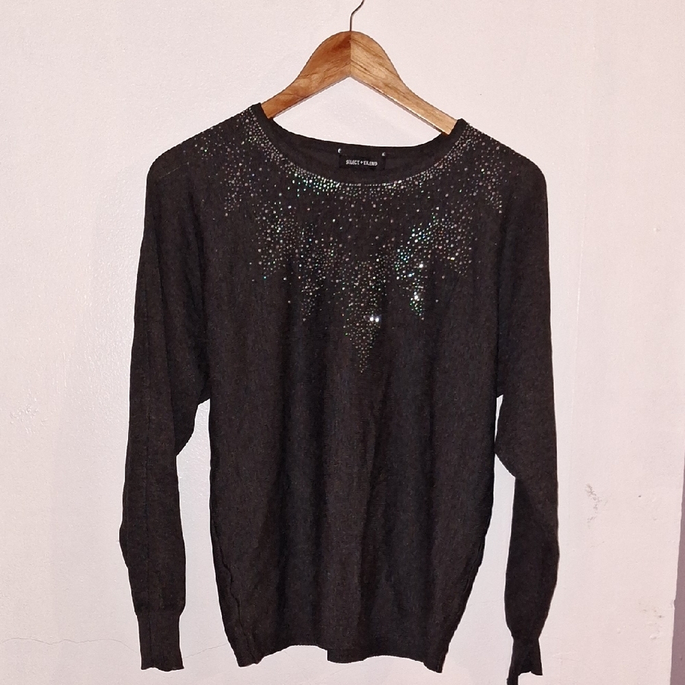 Black Sweater with Sparkling Detail